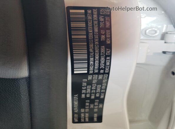 ZASPAKBN1L7C89604 2020 ALFA ROMEO STELVIO White Widok naklejki z numerem VIN