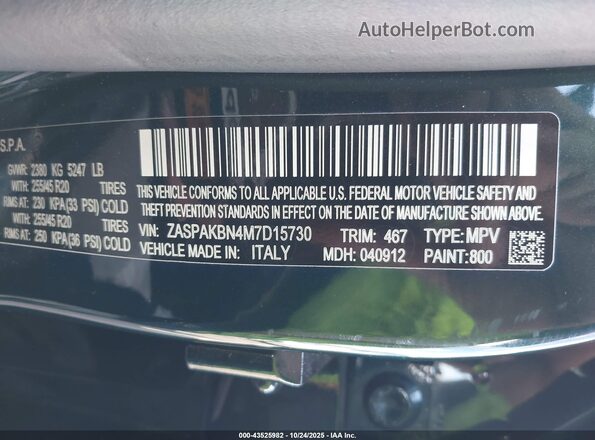 ZASPAKBN4M7D15730 2021 ALFA ROMEO STELVIO Зеленый Вид подкапотного пространства