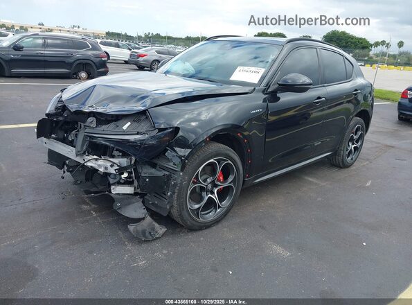ZASPAKBN4R7D70881 2024 ALFA ROMEO STELVIO Black წინა მარცხენა ხედი სამი მეოთხედიდან