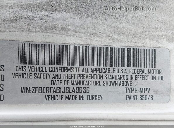 ZFBERFAB1J6L49636 2018 RAM PROMASTER CITY White Engine compartment view