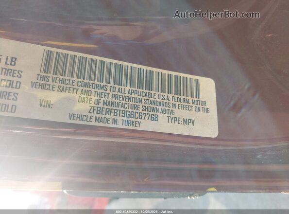ZFBERFBT9G6C67768 2016 RAM PROMASTER CITY Maroon Вид підкапотного простору