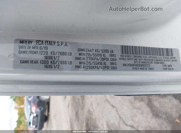 ZFBHRFAB5K6N83373 2019 RAM PROMASTER CITY White 