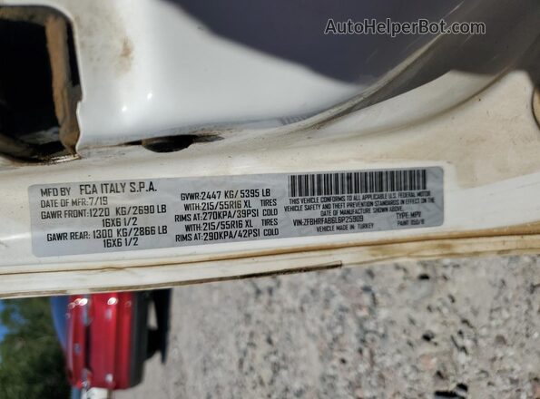 ZFBHRFAB6L6P25909 2020 RAM PROMASTER White Widok naklejki z numerem VIN