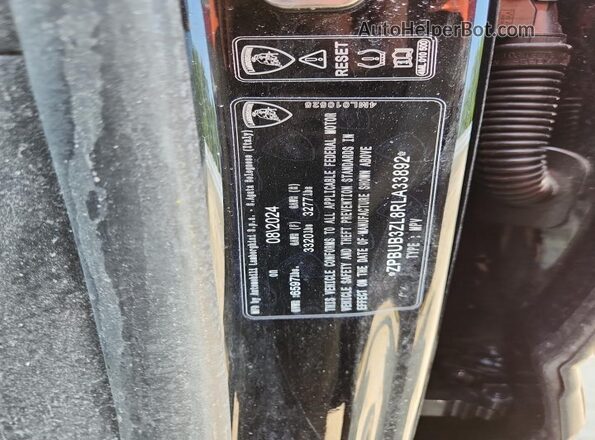 ZPBUB3ZL8RLA33892 2024 LAMBORGHINI URUS Black Widok naklejki z numerem VIN