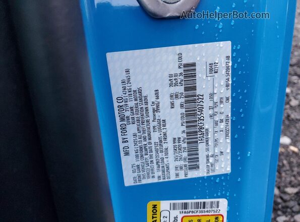 1FA6P8CF3S5407522 2025 FORD MUSTANG Blue Widok komory silnika