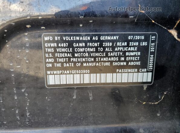 WVWBP7AN1GE503900 2016 VOLKSWAGEN CC Black 