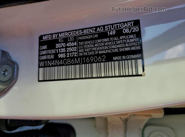 W1N4N4GB6MJ169062 2021 MERCEDES-BENZ GLA White 