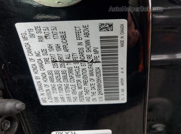 2HKRW6H35KH228234 2019 HONDA CRV Black 