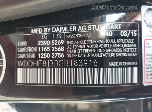 WDDHF8JB3GB183916 2016 MERCEDES-BENZ E-CLASS Черный 
