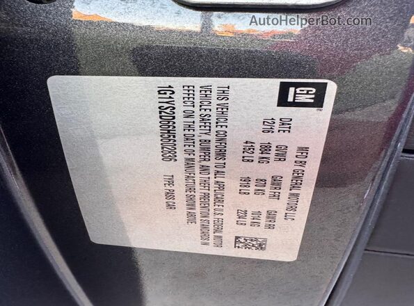 1G1YS2D66H5602836 2017 CHEVROLET CORVETTE Gray 