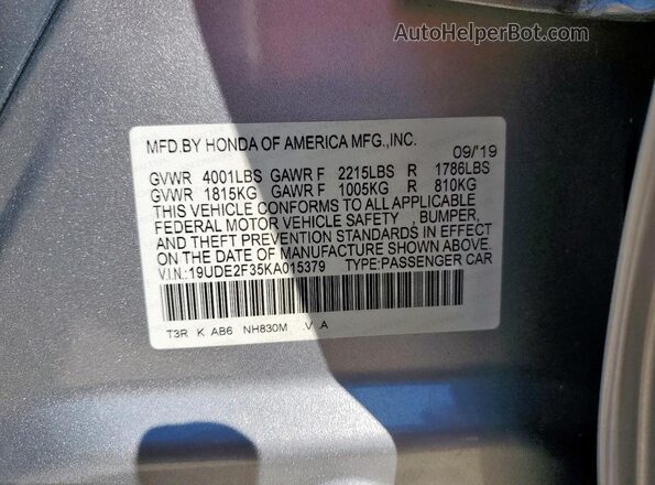 19UDE2F35KA015379 2019 ACURA ILX Silver Vista del compartimento del motor