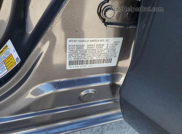19UDE2F75MA007384 2021 ACURA ILX Gray Engine compartment view