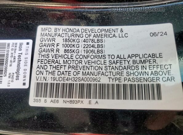 19UDE4H32SA000962 2025 ACURA INTEGRA Black Widok komory silnika