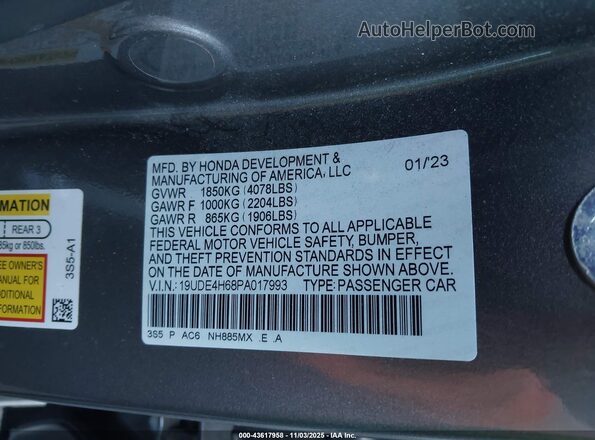 19UDE4H68PA017993 2023 ACURA INTEGRA Gray Widok komory silnika