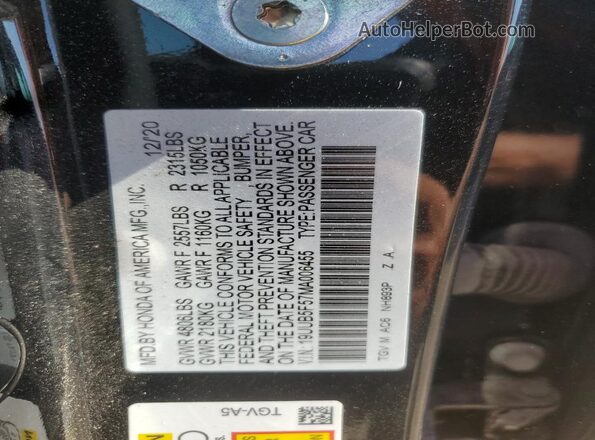 19UUB5F57MA006455 2021 ACURA TLX Black Engine compartment view