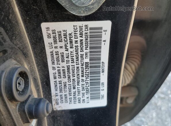 19XFC1F71GE213908 2016 HONDA CIVIC Black Vista del compartimento del motor