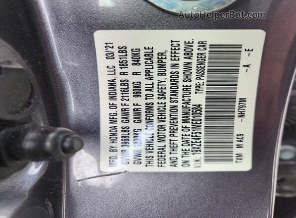 19XZE4F51ME010584 2021 HONDA INSIGHT Gray VIN sticker view