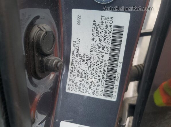 19XZE4F54NE016316 2022 HONDA INSIGHT Charcoal Widok komory silnika