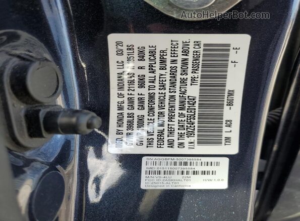 19XZE4F55LE014247 2020 HONDA INSIGHT Gray Engine compartment view