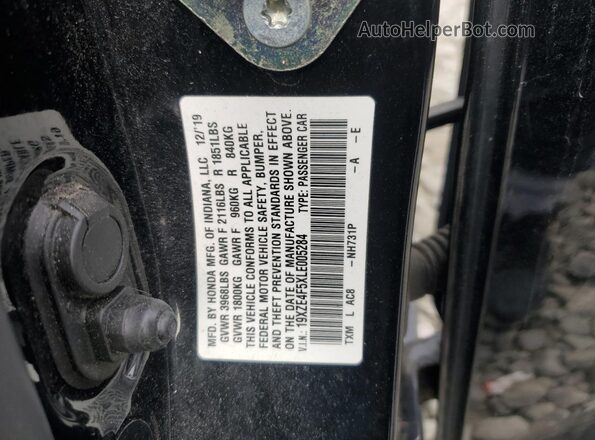 19XZE4F5XLE005284 2020 HONDA INSIGHT Black Widok naklejki z numerem VIN