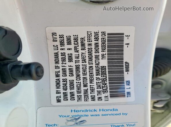 19XZE4F95LE009309 2020 HONDA INSIGHT White 