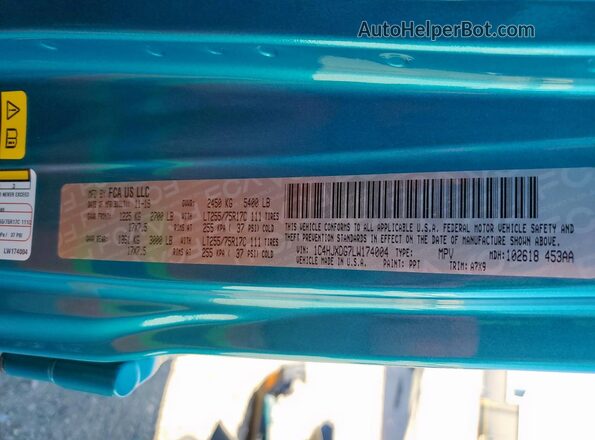 1C4HJXDG7LW174004 2020 JEEP WRANGLER Blue 360 interior view