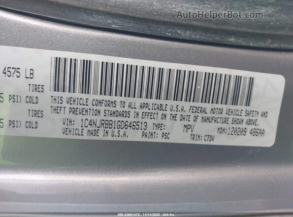 1C4NJRBB1GD646513 2016 JEEP PATRIOT Silver Вид підкапотного простору