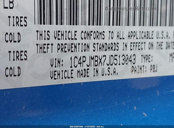 1C4PJMBX7JD513043 2018 JEEP CHEROKEE Blue 