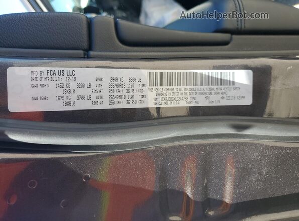 1C4RJEBGXLC244768 2020 JEEP GRAND Gray Vista interior de 360 grados