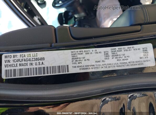 1C4RJFAG4LC386489 2020 JEEP GRAND CHEROKEE Черный Вид подкапотного пространства