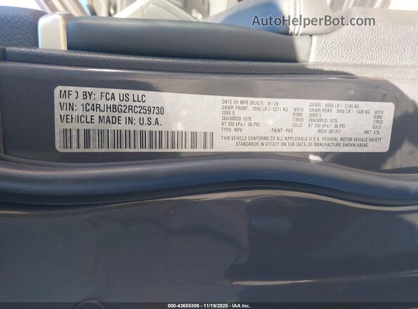 1C4RJHBG2RC259730 2024 JEEP GRAND CHEROKEE Gray Вид підкапотного простору