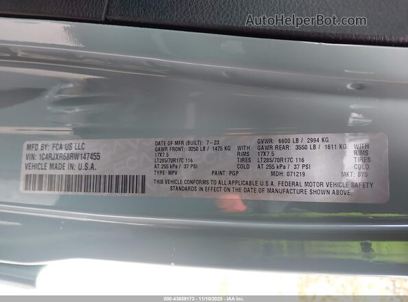 1C4RJXR68RW147455 2024 JEEP WRANGLER Teal Вид підкапотного простору