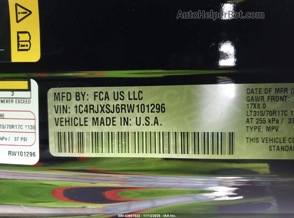 1C4RJXSJ6RW101296 2024 JEEP WRANGLER Black ძრავის განყოფილების ხედი