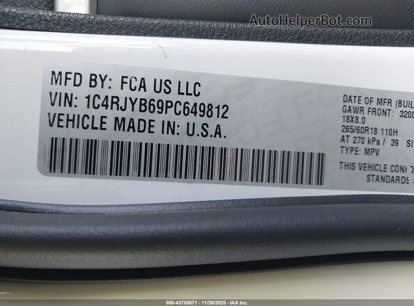 1C4RJYB69PC649812 2023 JEEP GRAND CHEROKEE 4XE Белый Вид подкапотного пространства
