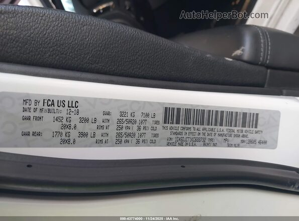 1C4SDJCT1KC633732 2019 DODGE DURANGO Белый Вид подкапотного пространства