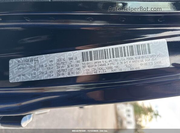 1C6HJTAG4LL143086 2020 JEEP GLADIATOR Black Widok komory silnika