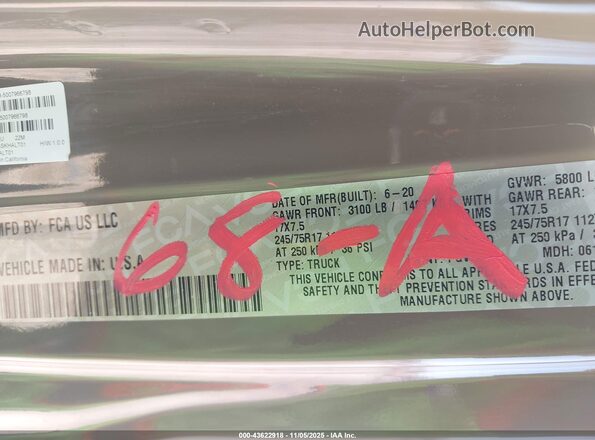 1C6HJTAG4LL201441 2020 JEEP GLADIATOR Brown Vista del compartimento del motor