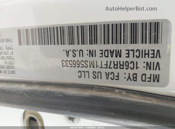 1C6RR7FT1MS566533 2021 RAM 1500 CLASSIC White 