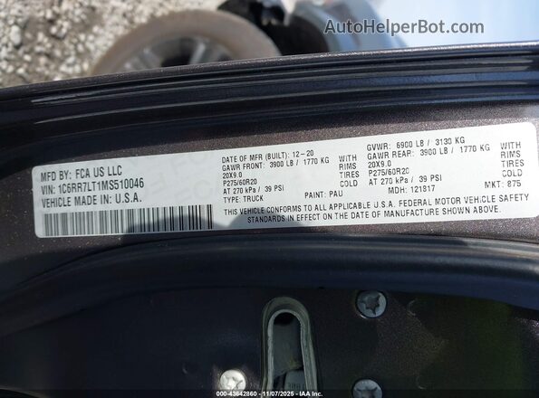 1C6RR7LT1MS510046 2021 RAM 1500 CLASSIC Gray Engine compartment view