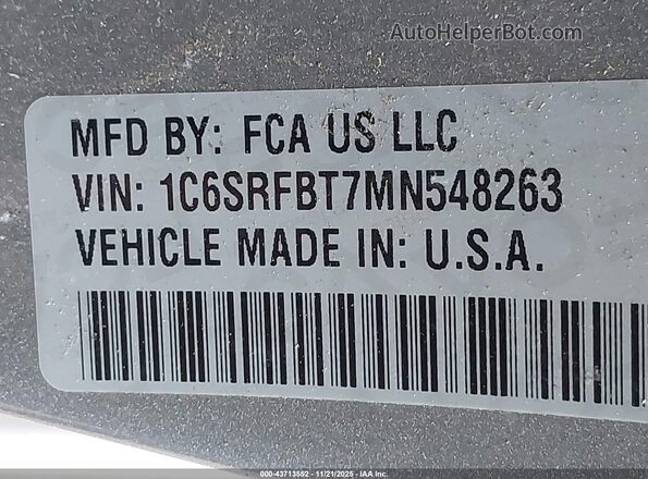 1C6SRFBT7MN548263 2021 RAM 1500 Silver ძრავის განყოფილების ხედი