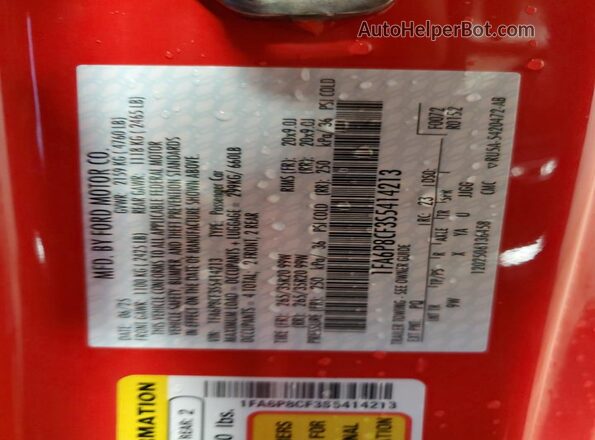 1FA6P8CF3S5414213 2025 FORD MUSTANG Red Vista del compartimento del motor