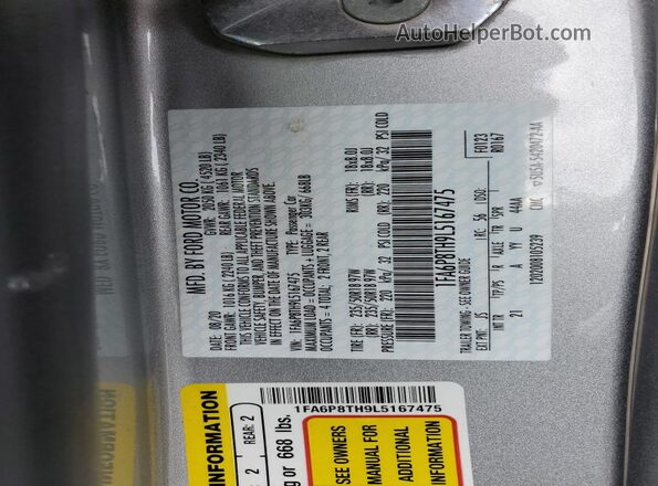 1FA6P8TH9L5167475 2020 FORD MUSTANG Silver Vista del compartimento del motor