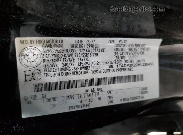 1FADP3K22HL280453 2017 FORD FOCUS Black VIN կոդի պիտակի տեսք
