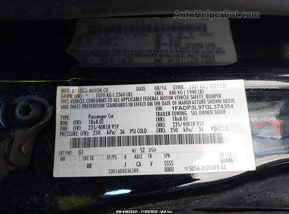 1FADP3L97GL374354 2016 FORD FOCUS ST Black Вид підкапотного простору