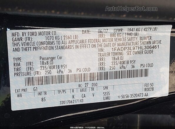 1FADP3L97HL306461 2017 FORD FOCUS ST Black Вид підкапотного простору