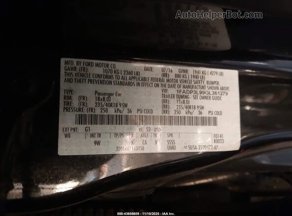 1FADP3L99GL361279 2016 FORD FOCUS ST Black Вид підкапотного простору