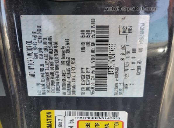 1FATP8UH2N5147833 2022 FORD MUSTANG Серый Вид подкапотного пространства