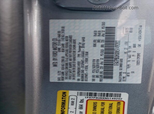 1FATP8UHXN5149202 2022 FORD MUSTANG Серебряный Вид подкапотного пространства