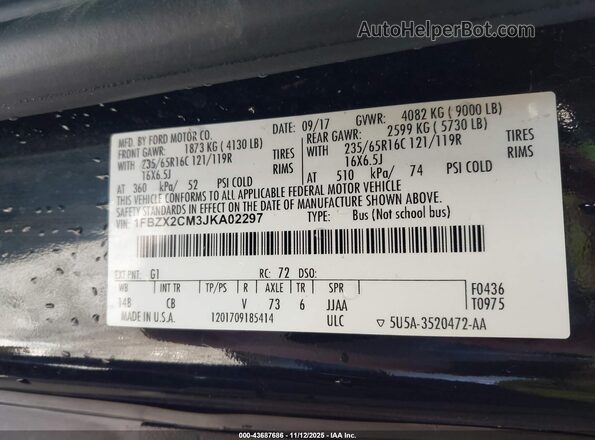 1FBZX2CM3JKA02297 2018 FORD TRANSIT-350 Black 