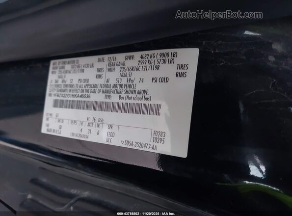 1FBZX2ZG1HKA46536 2017 FORD TRANSIT-350 Черный 